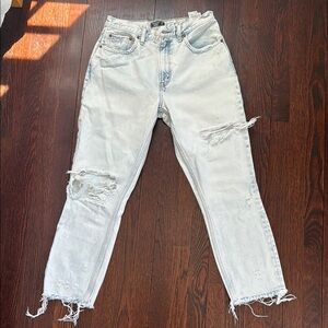 A&F Distressed Mom Jean Acid Wash